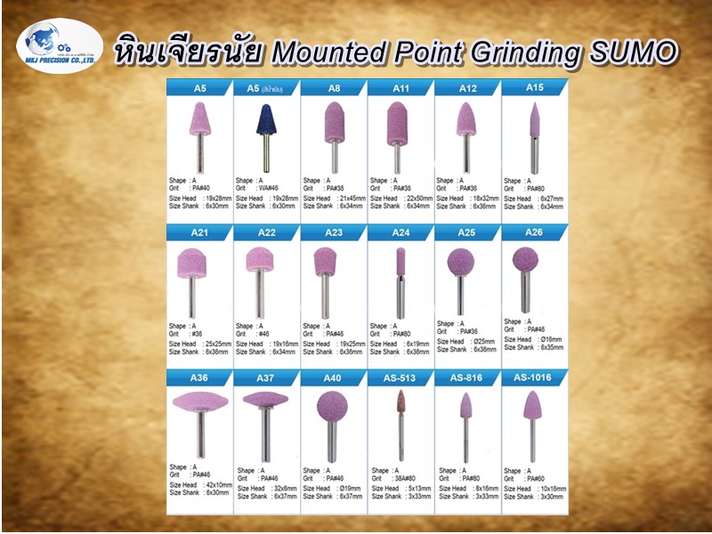 หินเจียรนัย Mounted Point Grinding SUMO