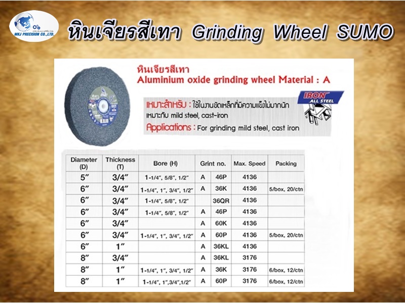 หินเจียรสีเทา  Grinding  Wheel  SUMO