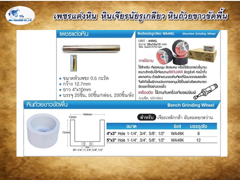 เพชรแต่งหิน  หินเจียรนัยรูเกลียว หินถ้วยขาวขัดพื้น