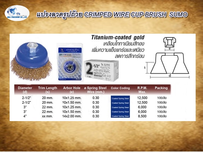 แปรงลวดรูปถ้วย CRIMPED WIRE CUP BRUSH  SUMO